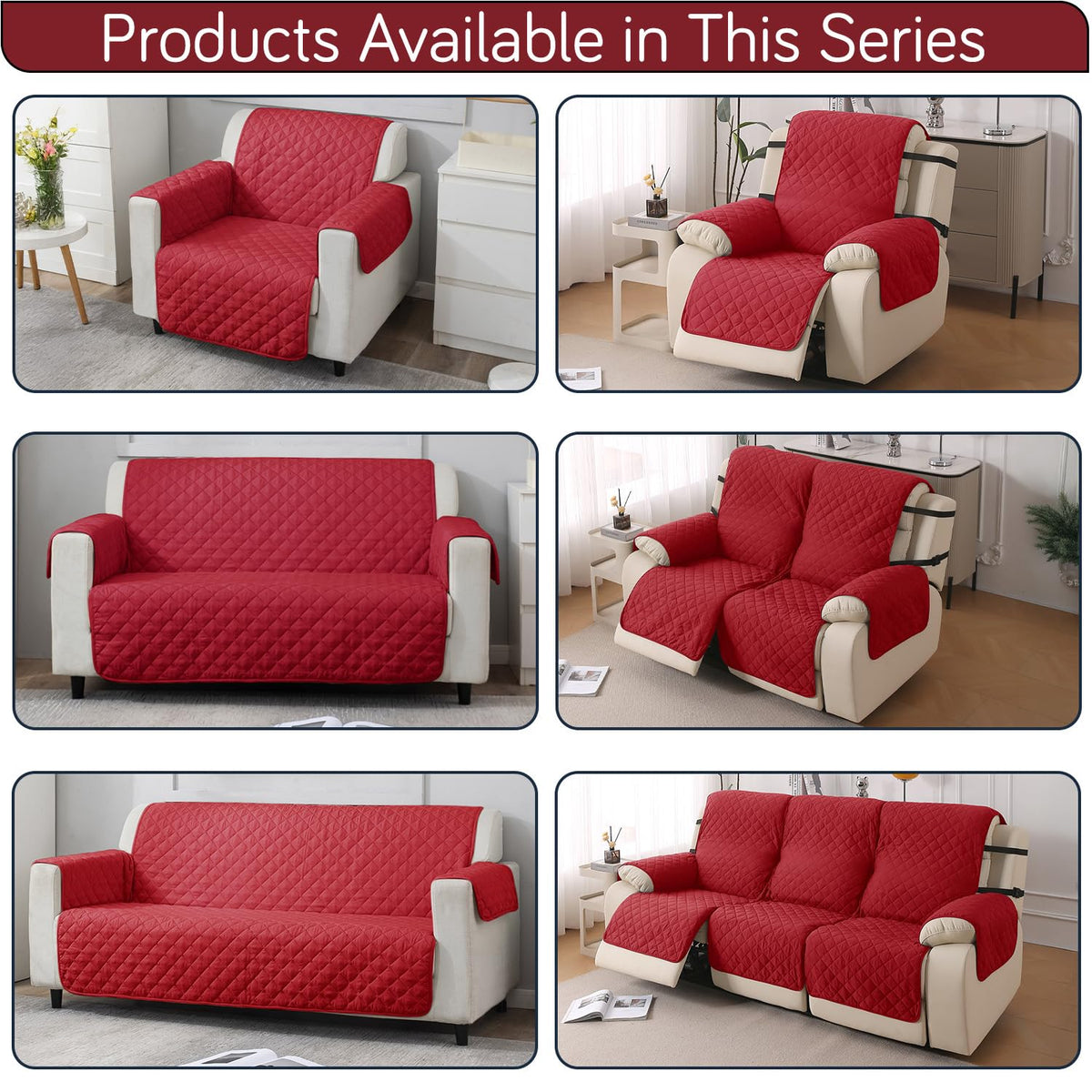 UrbanQuilt Quilted Polyester Sofa Cover Mat Pet Friendly, Scarlet Red