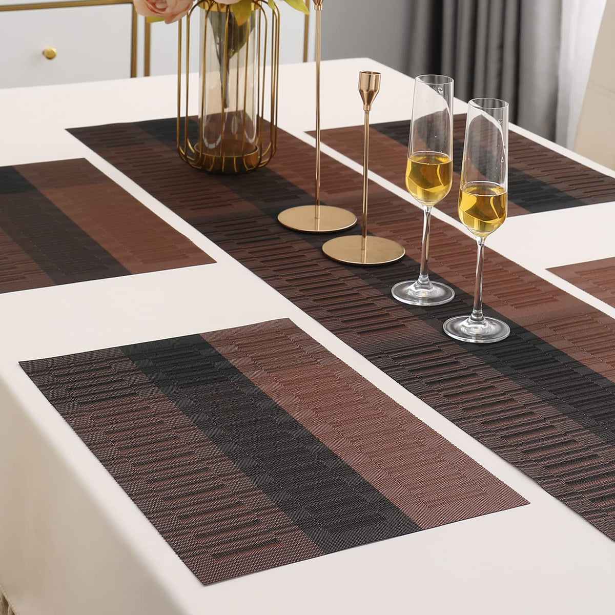 PVC Dining Table Mats, Metalic Brown
