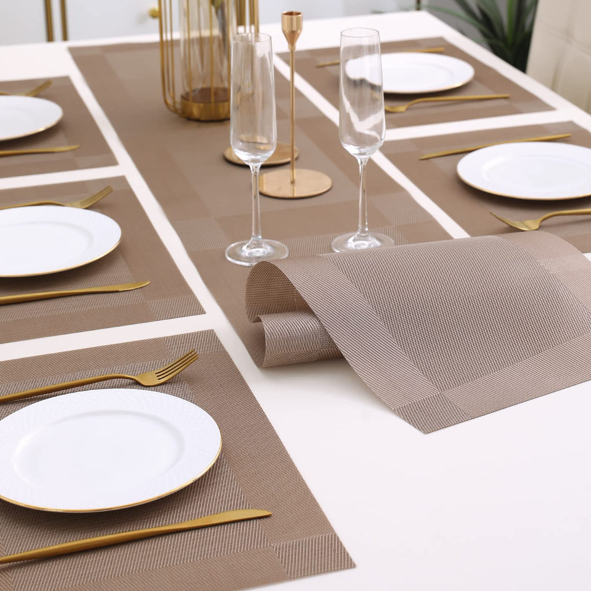 PVC Dining Table Mats, Copper Brown