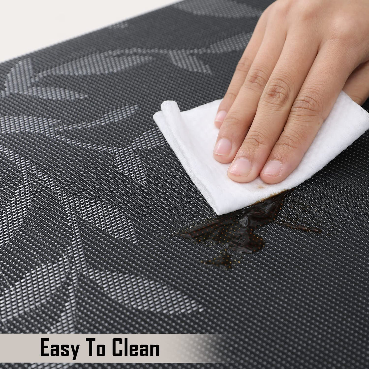 PVC Dining Table Mats, Black Leaves