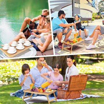 Wooden Breakfast Tray Bed Tray Table For Food| Foldable Serving