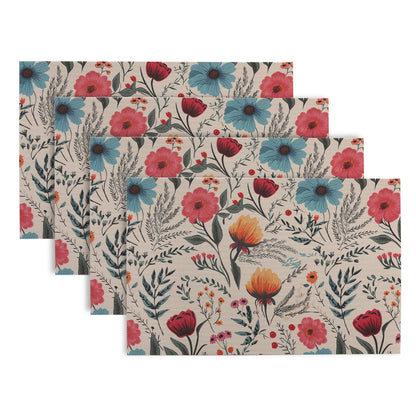 Artistic Flora PVC Washable Mats for Dining Table - Cosmos