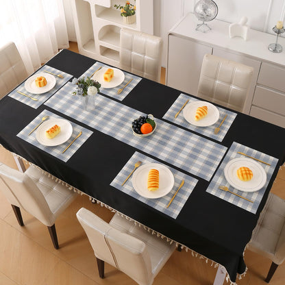 Classic Checks PVC Washable Mats for Dining Table - Pacific Blue