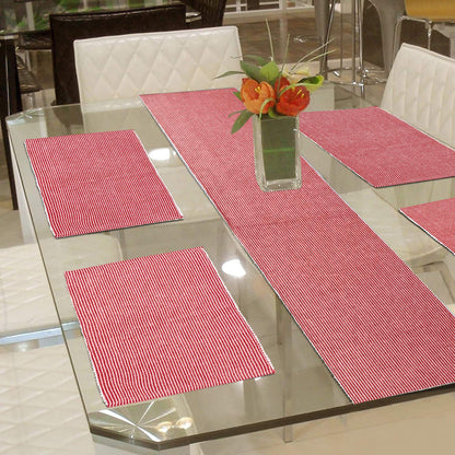 Ribbed Cotton Heat Resistant Dining Table Mat, Red