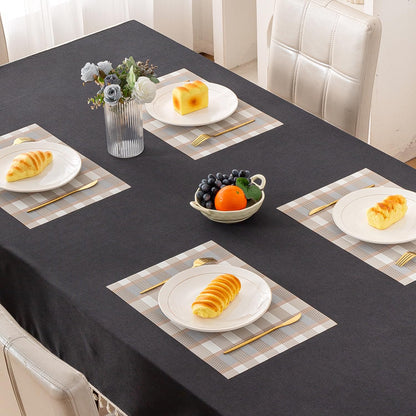 Classic Checks PVC Washable Mats for Dining Table - Stone Brown