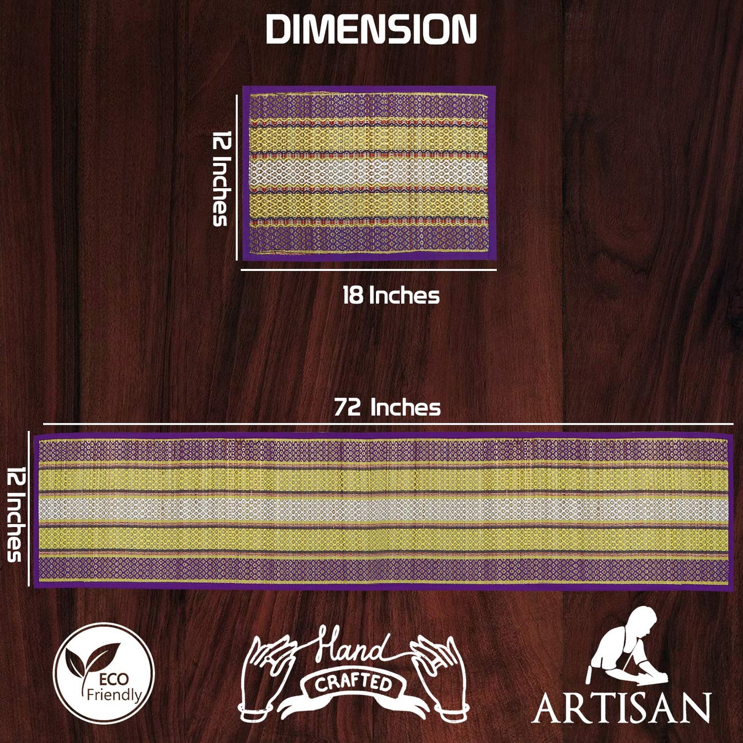 Handmade Madurkathi River Grass Dining Table Mats, Purple