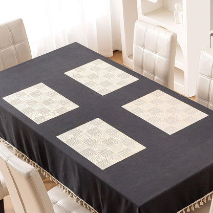 Metallic Glow Shining Mats for Dining Table, Tree Bark - Beige Gold