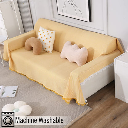 Yellow Polycotton Sofa Throw | Soft & Durable