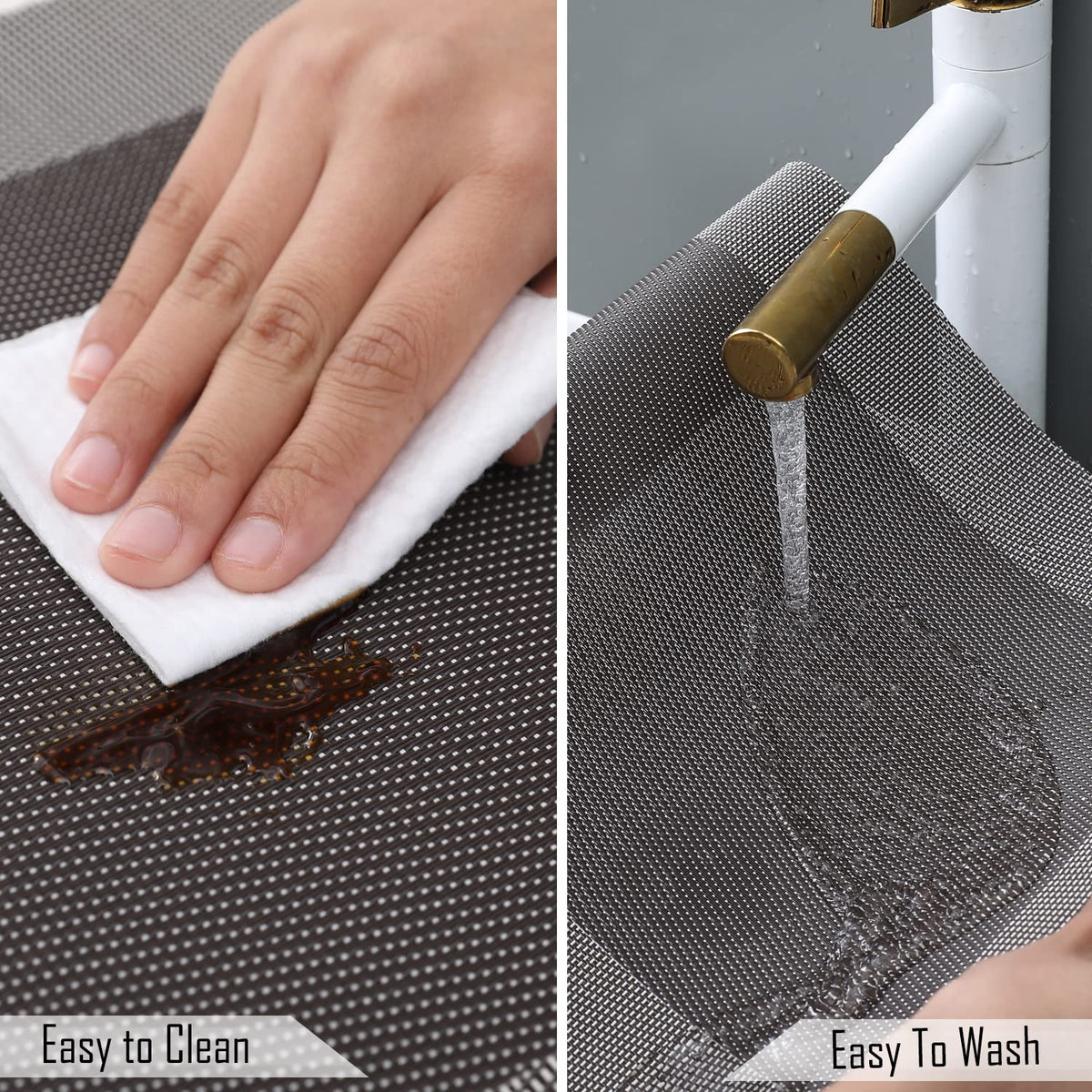 PVC Dining Table Mats, Dark Grey