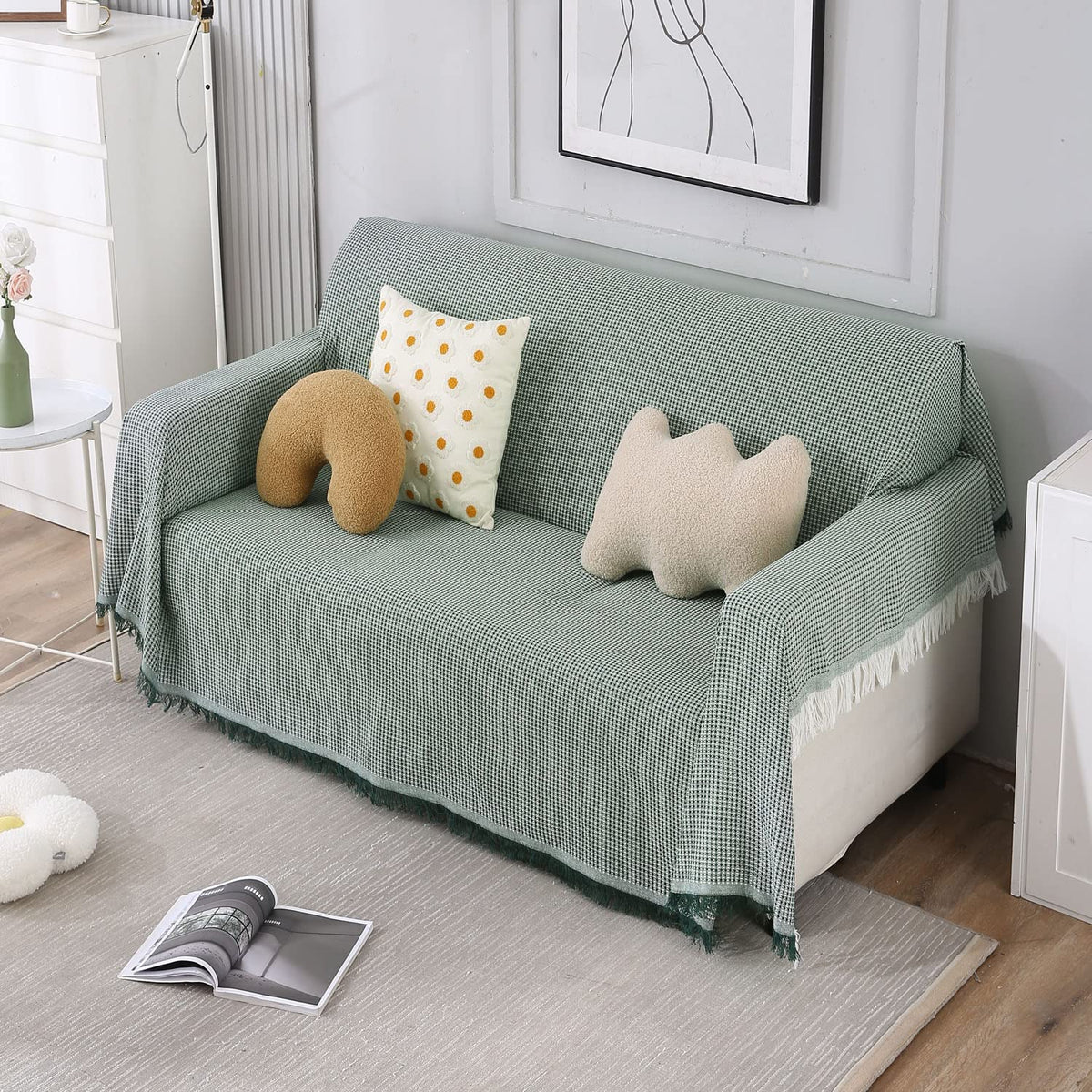 Bottle Green colour sofa throw best for 1, 2, 3 seater and 3+1, 3+1+1, & 3+2 seater sofa sets
