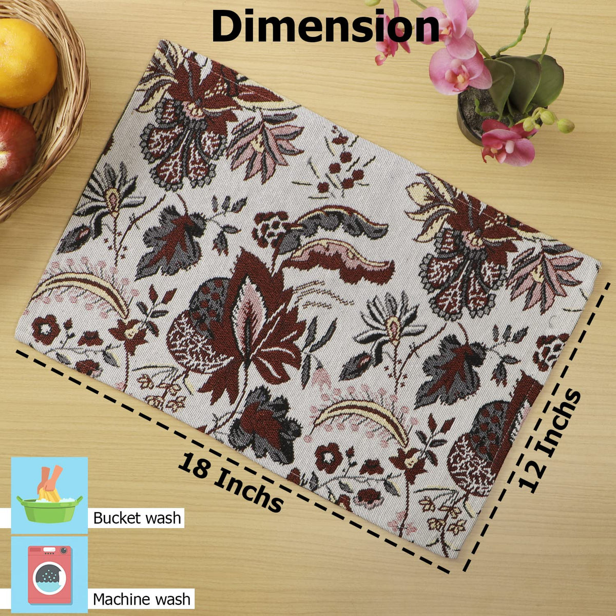 Cotton Jacquard Dining Table Mats, White Spring Flower