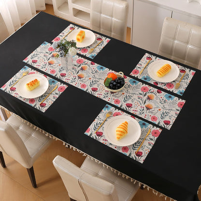 Artistic Flora PVC Washable Mats for Dining Table - Cosmos