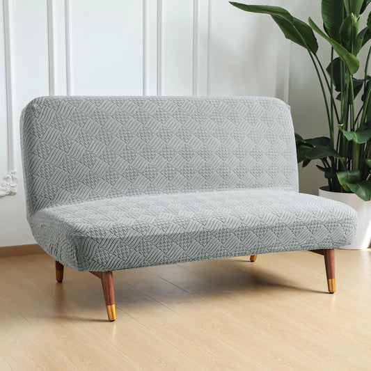 Luxurious Stretchable Spandex Jacquard Sofa-Cum-Bed Cover for Futon – Light Grey