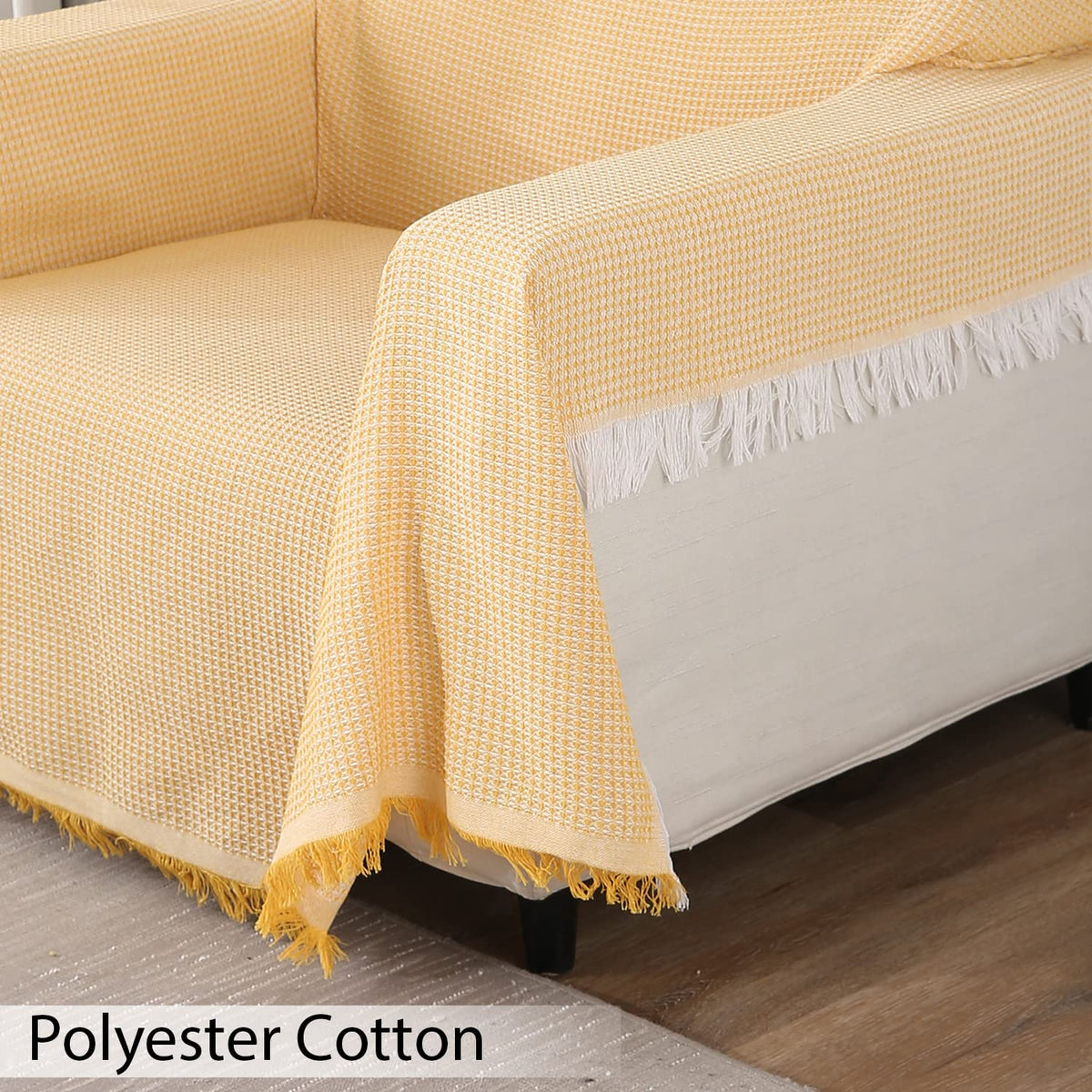 Breathable Yellow colour polycotton sofa throw material
