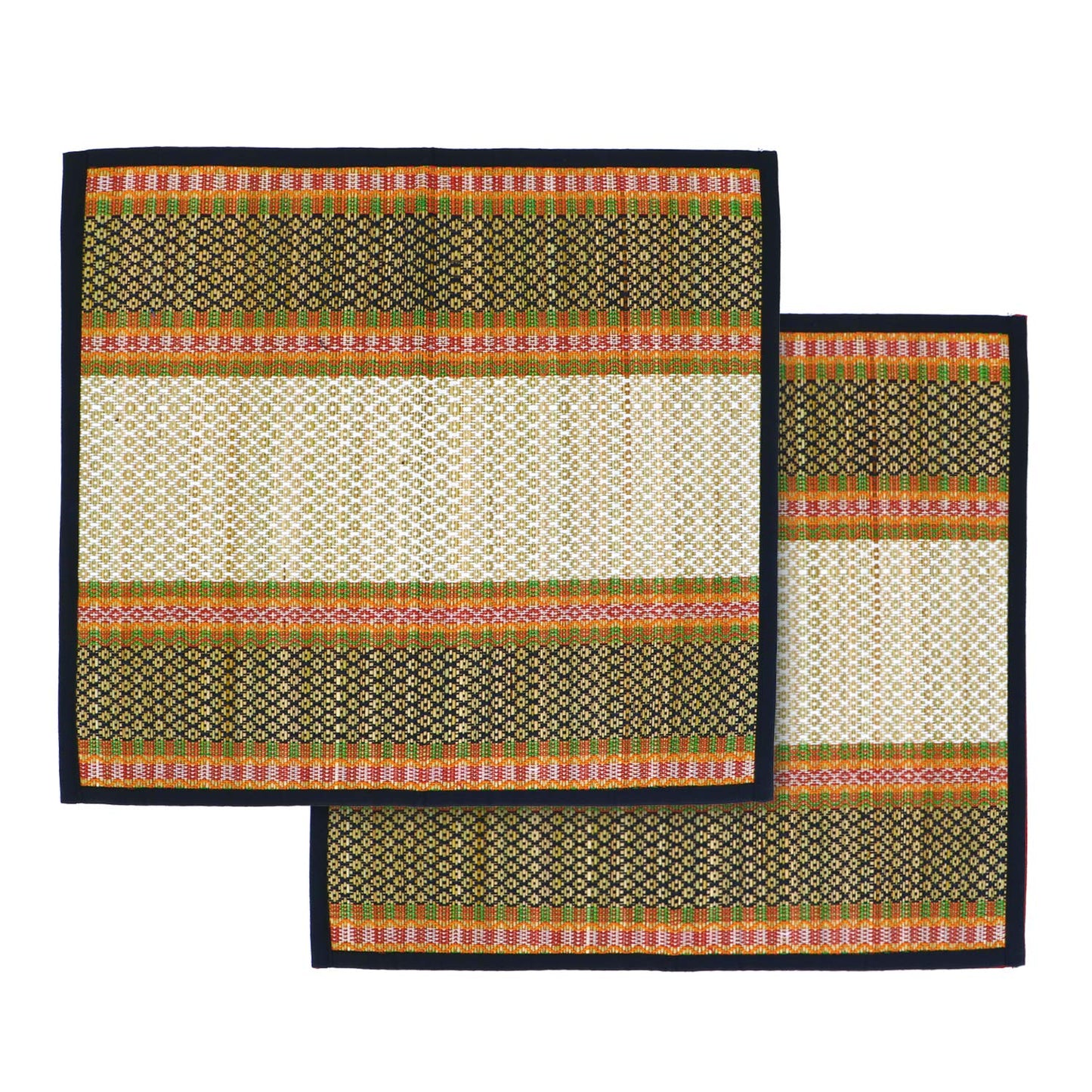 Natural River Grass Handcrafted Pooja Floor Mats/Meditation Prayer Mat/Sittting Mat/Aasan Mat Chatai for Pack of 2/4/6/8, Black