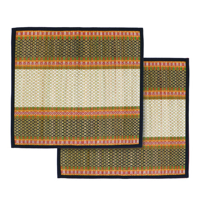 Natural River Grass Handcrafted Pooja Floor Mats/Meditation Prayer Mat/Sittting Mat/Aasan Mat Chatai for Pack of 2/4/6/8, Black