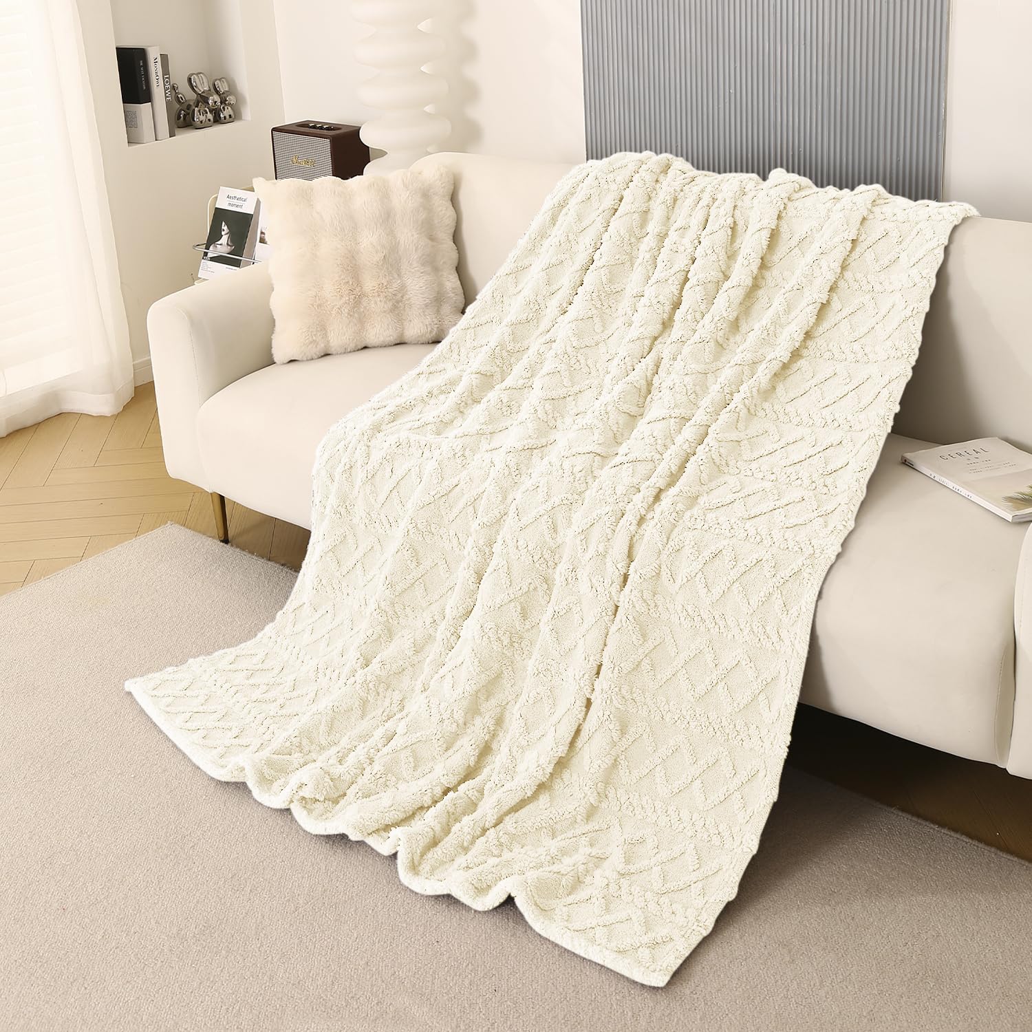 Buy Cream Colour AC Throw Blanket - Sofa & Bed | HOKIPO