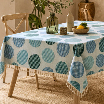 HOKIPO ShieldQuilt Table Cloth with Tassel Edge for 4/6 Seater, Arctic Circles - image 1