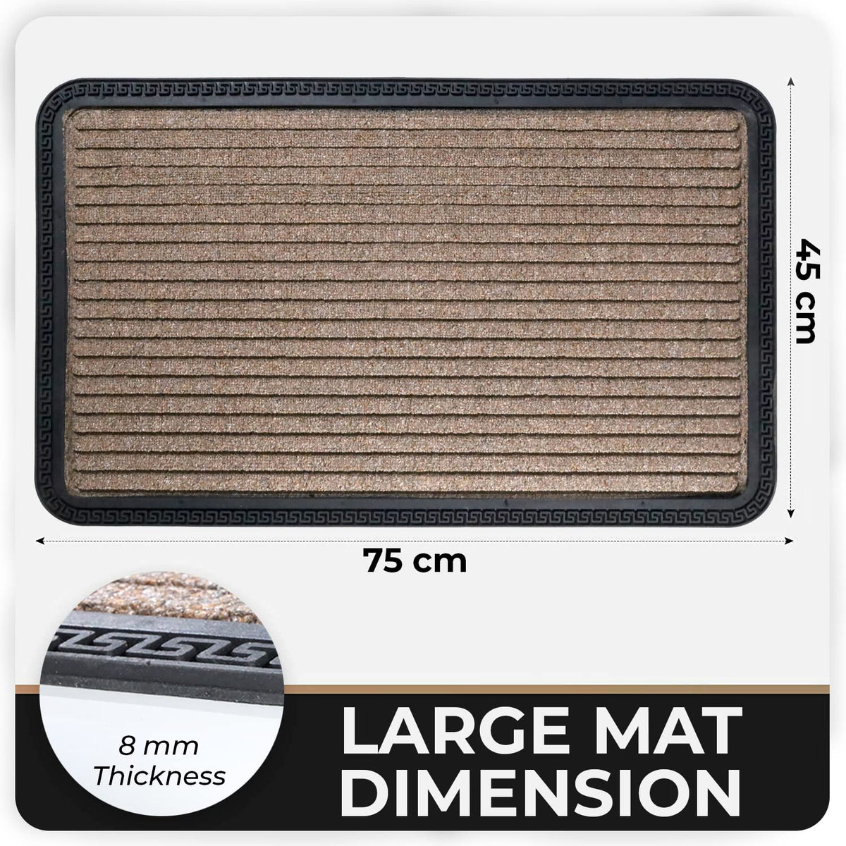 All Purpose Doormat with Rubber Backing, Thick mat for Outdoor and Indoor use, Brown