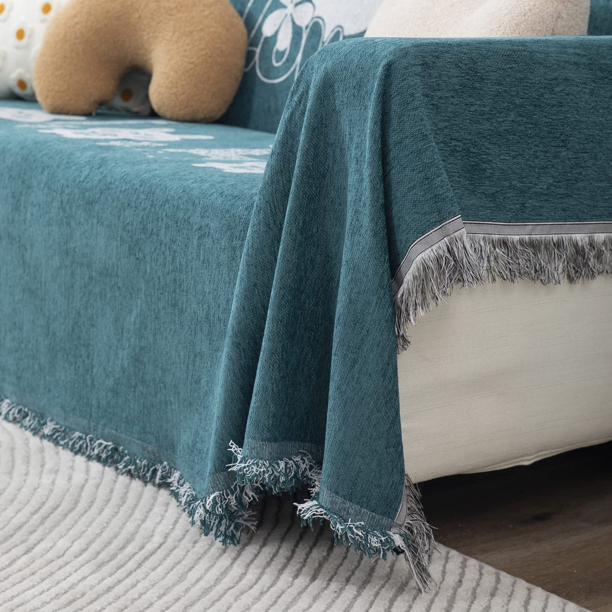 Thick, Soft and Pet Friendly Chenille Sofa Cover Throw,