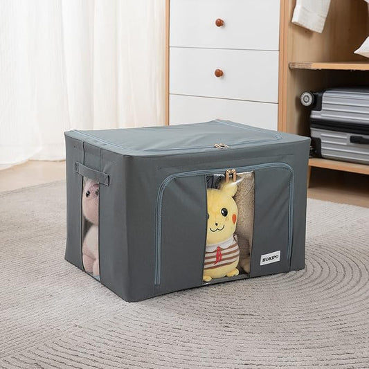 Wardrobe Organizer 600D Oxford Fabric Cloth Storage Box, 24 ltr / 44 ltr / 66 ltr / 88 ltr, Grey