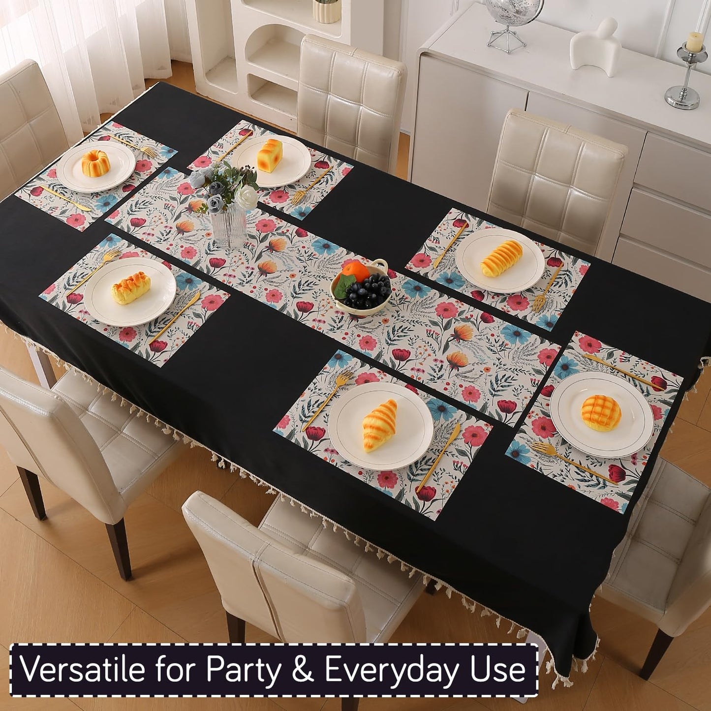 Artistic Flora PVC Washable Mats for Dining Table - Cosmos