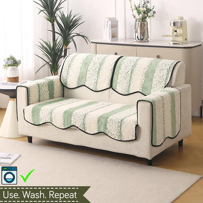 Luxury Wavy Anti Slip Plush Sofa Cover Mat, Pistachio Green