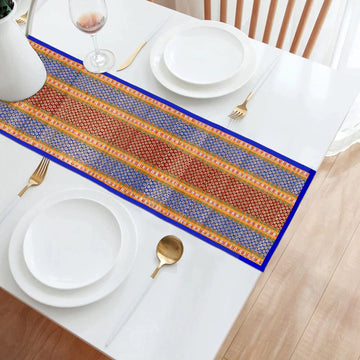 Buy Blue Colour Eco-friendly Heat Resistant Handmade Madurkathi Dining Table Runner - HOKIPO | Har Ghar ka Humsafar