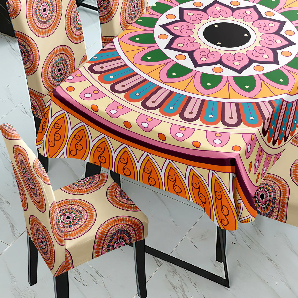 Multicolor Printed Dining Set Cover | 4/6 Seater