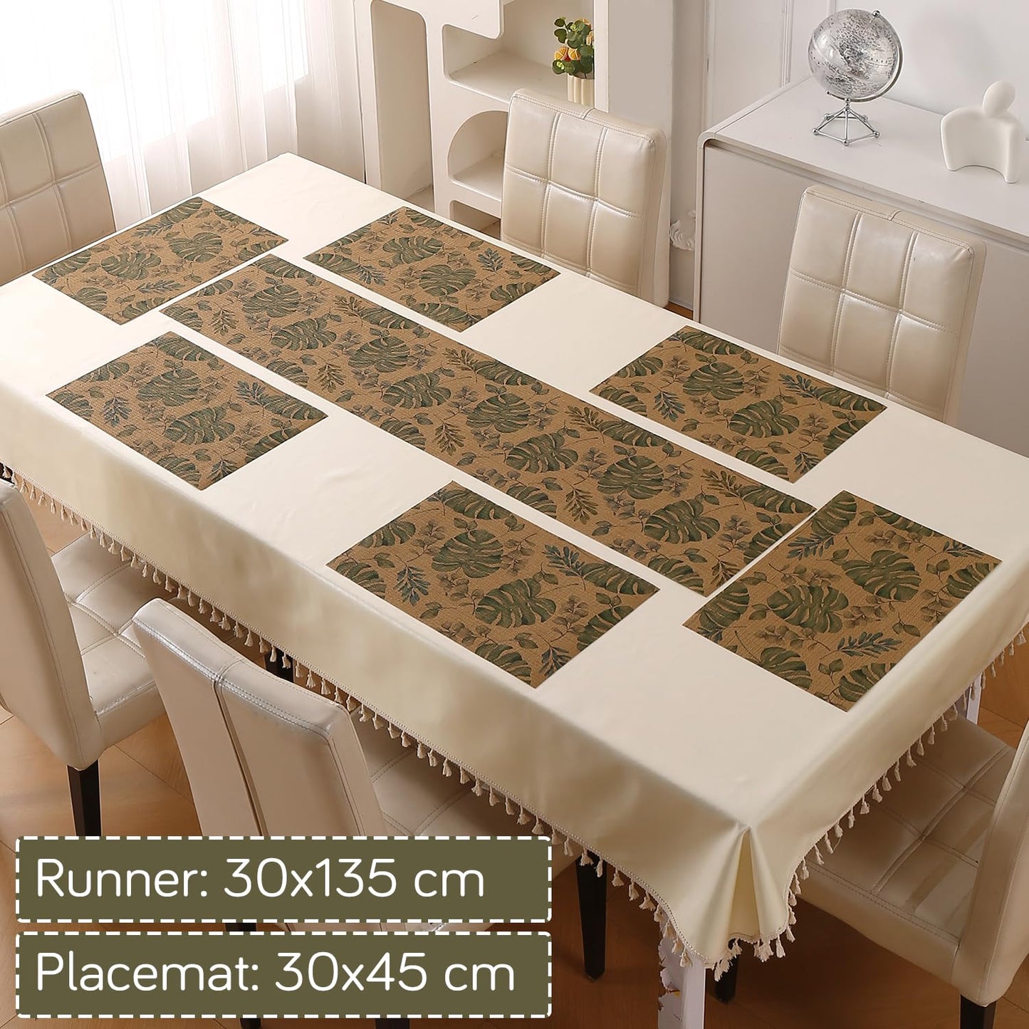 Botanical Tropic PVC Mats for Dining Table - Monstera Leaves