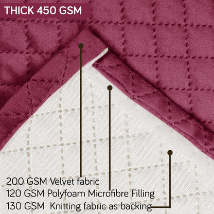 Quilted Velvet Sofa Cover Mat with Side Pockets, Pet Friendly, Wine