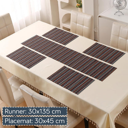 RhombusEcho Washable PVC Mats for Dining Table - Royal Maroon