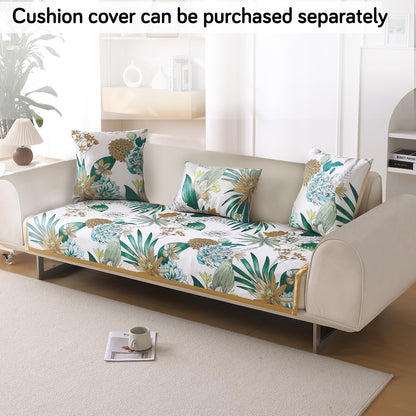 Premium Anti Slip Ice Silk Sofa Seat Mat for 1/2/3 Seater, Pine Green Floral