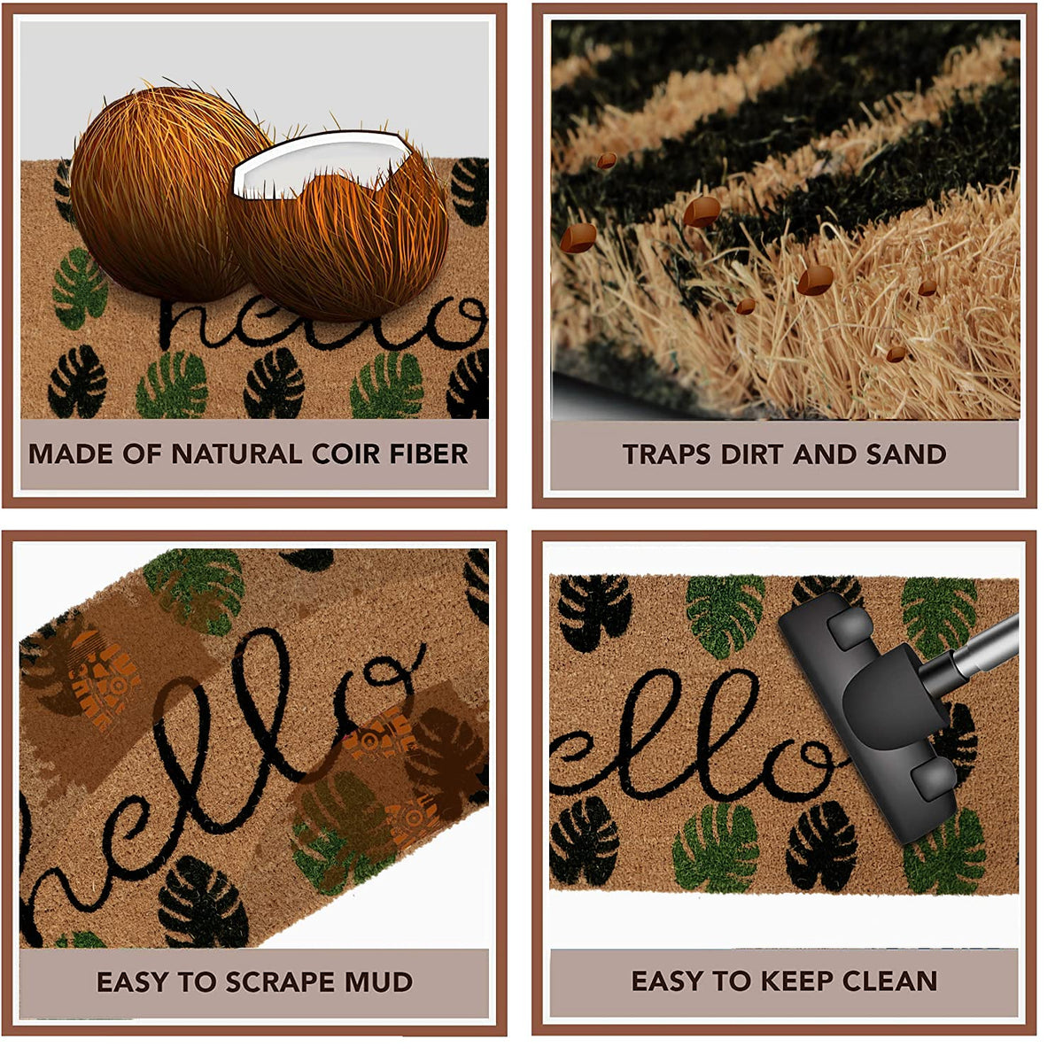 Coir Entrance Door Mat with Anti-Slip PVC Backing
