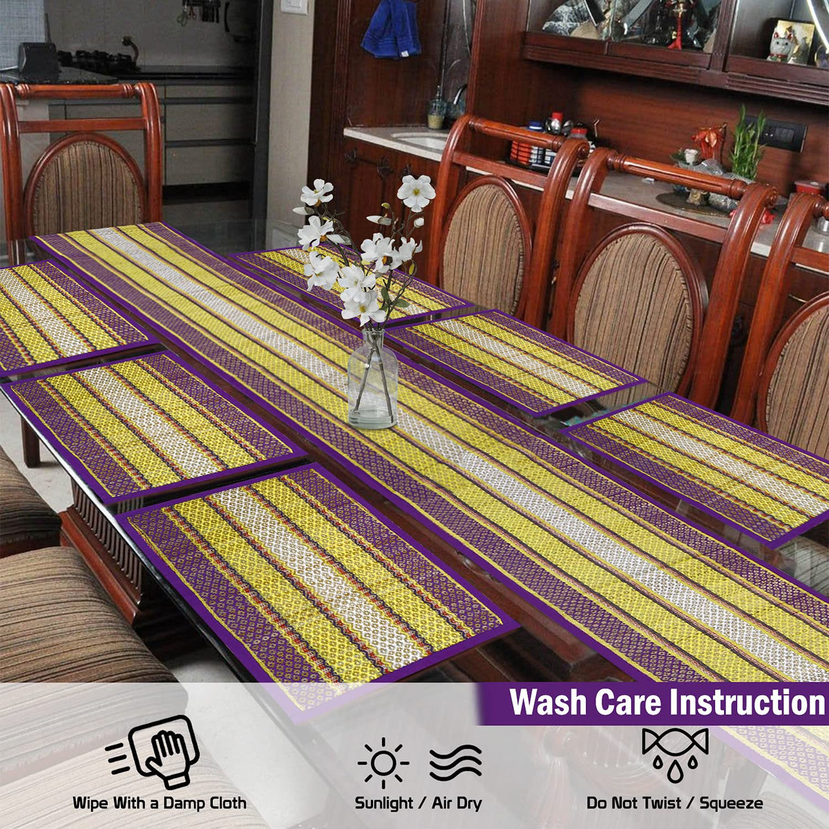 Handmade Madurkathi River Grass Dining Table Mats, Purple