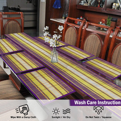 Handmade Madurkathi River Grass Dining Table Mats, Purple