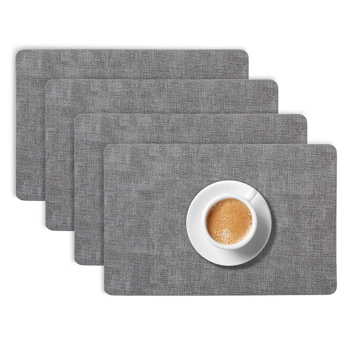 Modern Weaves Royal Luxe Faux Leather Mats for Dining Table - Charcoal Grey