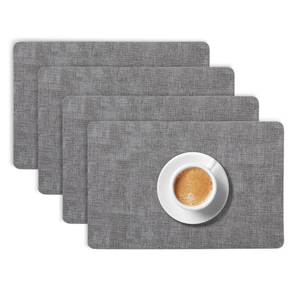 Modern Weaves Royal Luxe Faux Leather Mats for Dining Table - Charcoal Grey