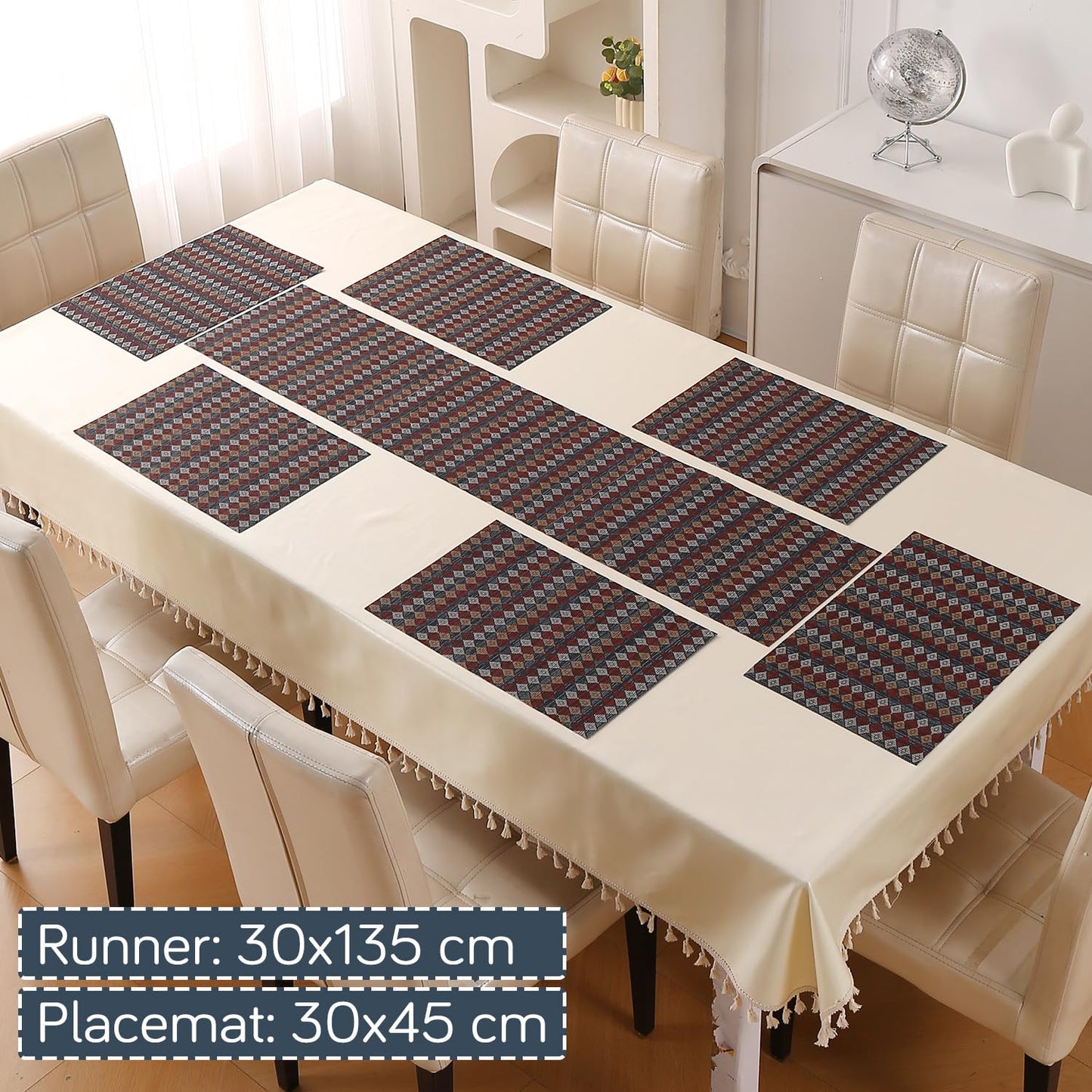 RhombusEcho Washable PVC Mats for Dining Table - Royal Maroon