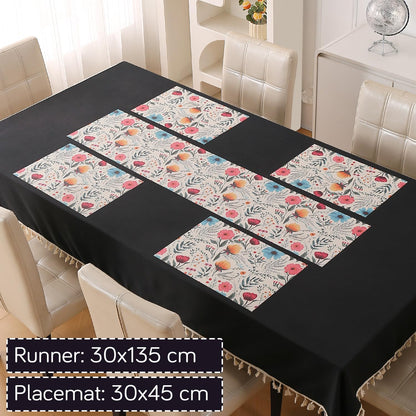 Artistic Flora PVC Washable Mats for Dining Table - Cosmos