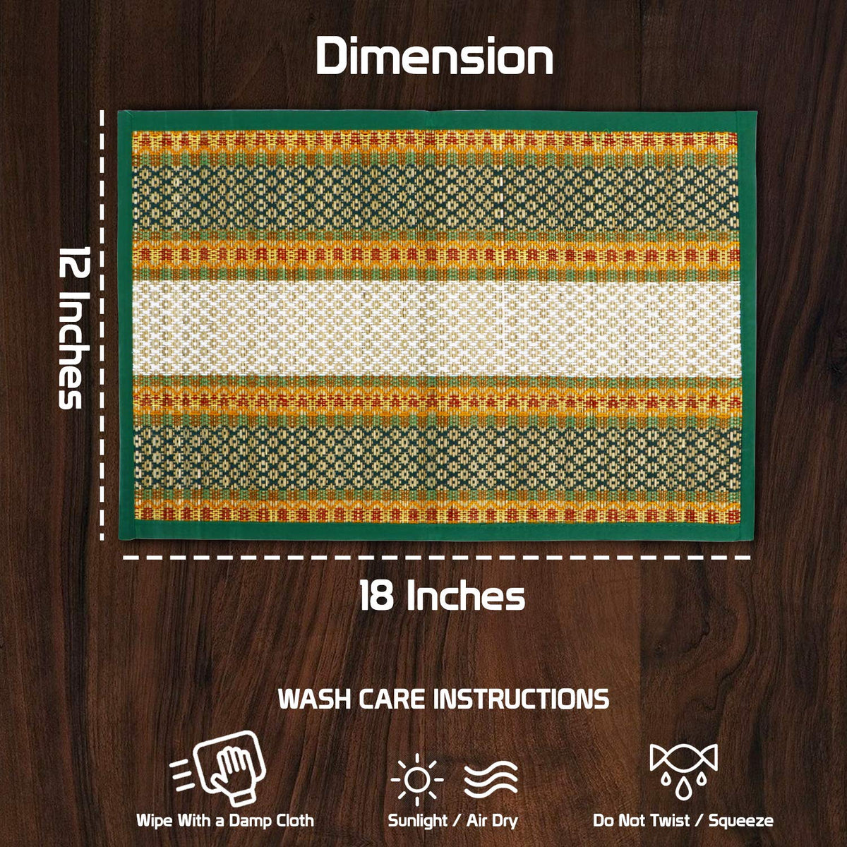Handmade Madurkathi River Grass Dining Table Mats, Green