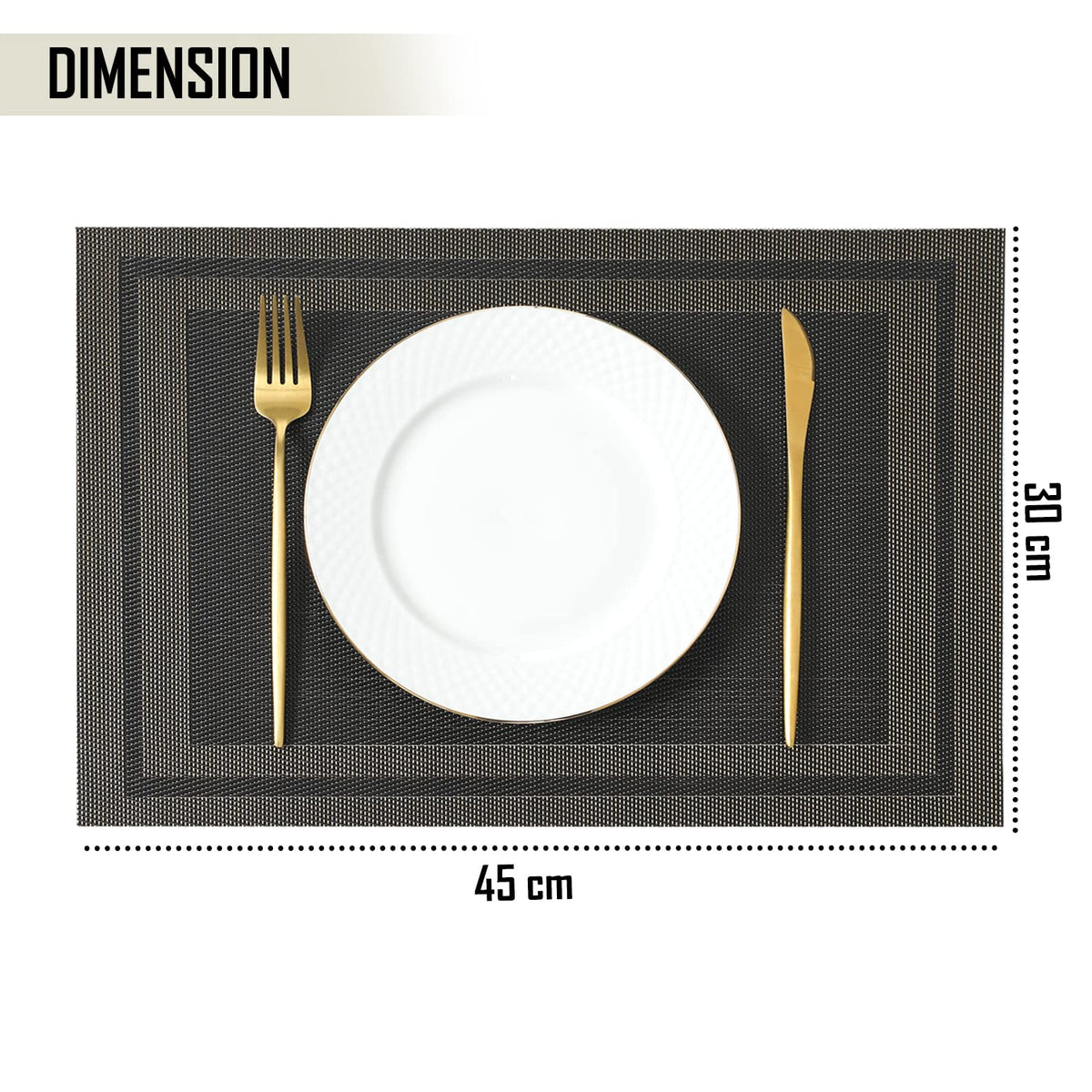 PVC Dining Table Mats, Charcoal Black