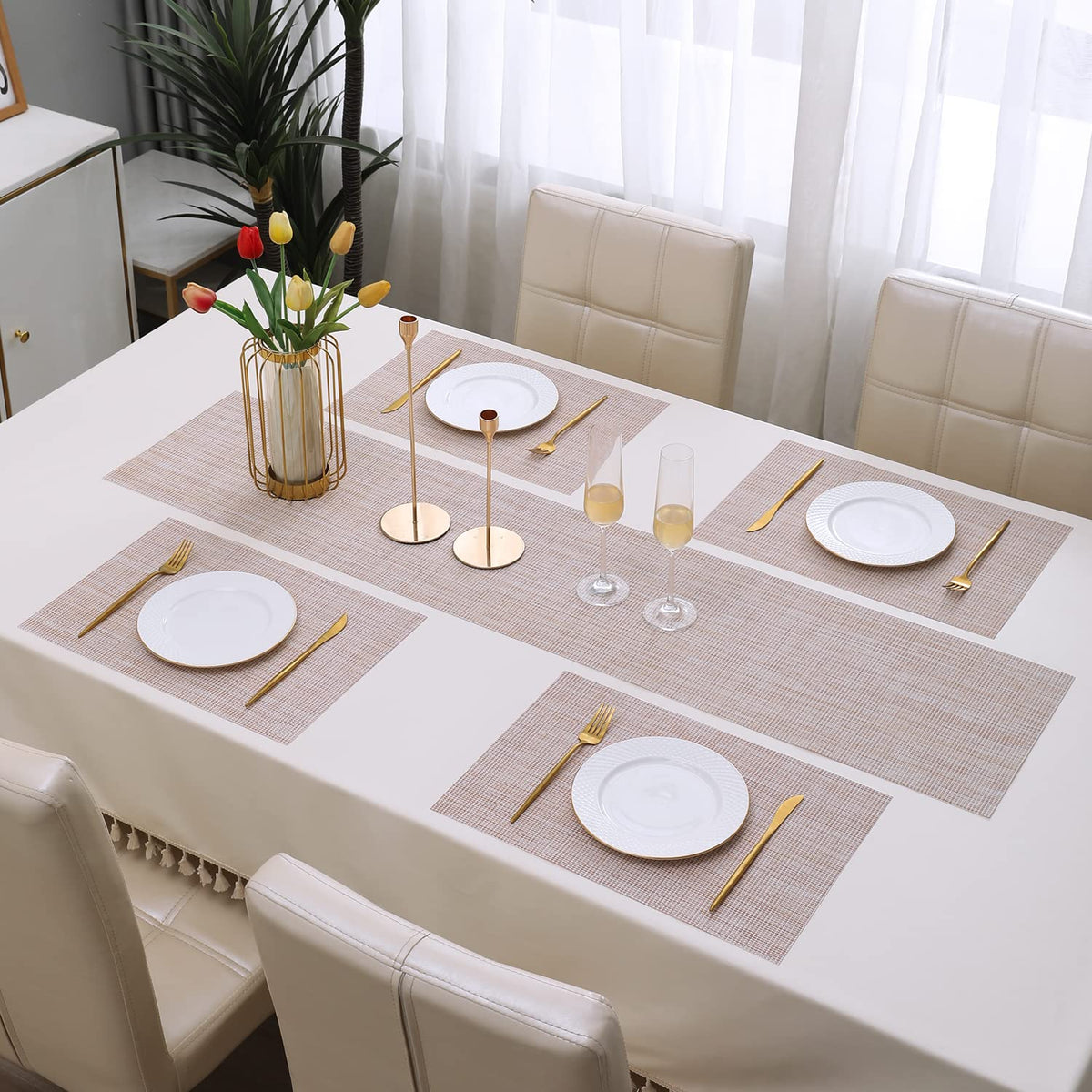 PVC Dining Table Mats, Beige