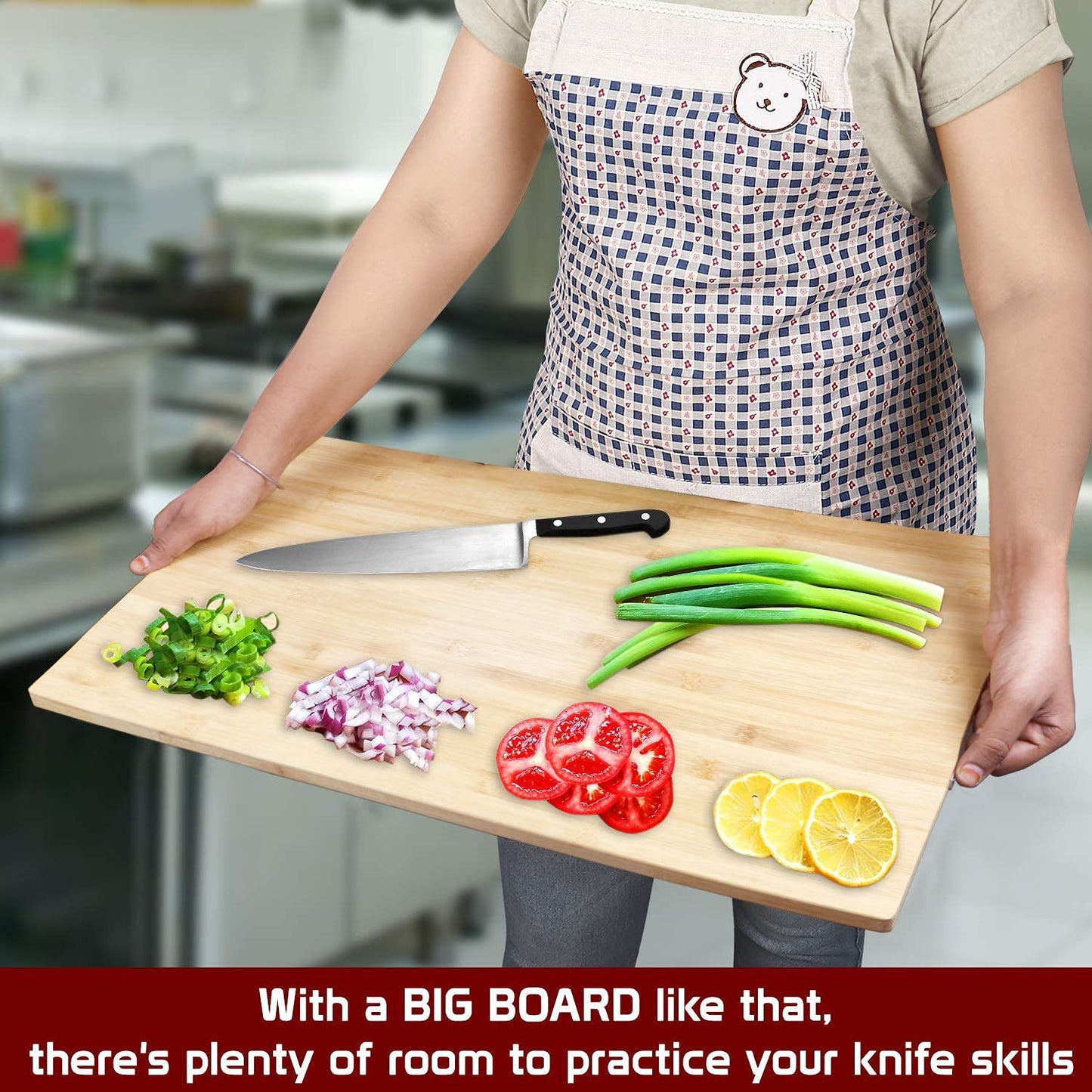 Natural Bamboo Wood Jumbo Cutting Board for Kitchen, 57x37 cm, Brown, Rectangle