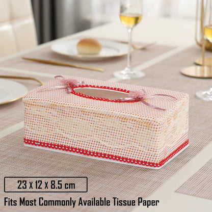 Plastic Tissue Box Holder, Beige, Pink