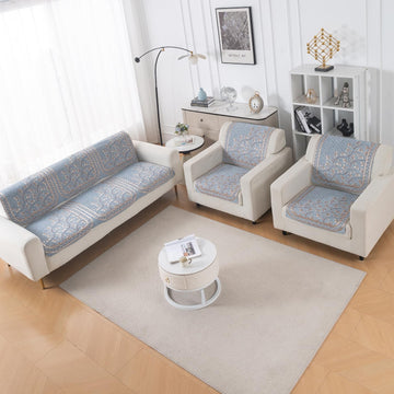 Royal Aangan Premium Chenille Jacquard Sofa Cover 5 Seater Set 3+1+1 Sofa Cover for Seat & Back, Neel Baari