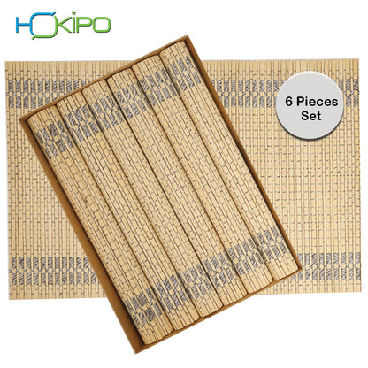 Reversible Bamboo Placemats for Dining Table Set of 6, 45x30 cm