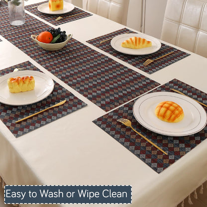 RhombusEcho Washable PVC Mats for Dining Table - Royal Maroon