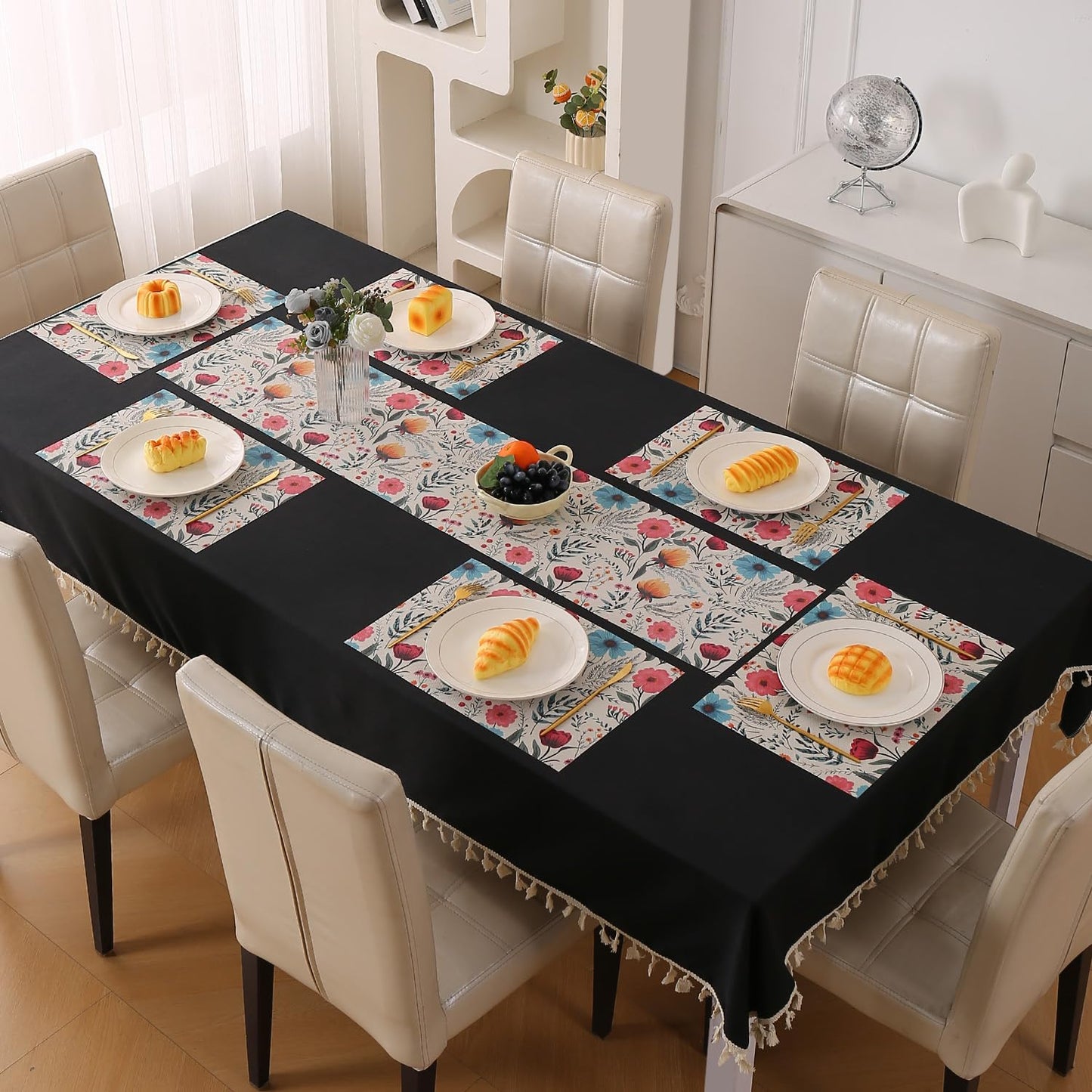 Artistic Flora PVC Washable Mats for Dining Table - Cosmos