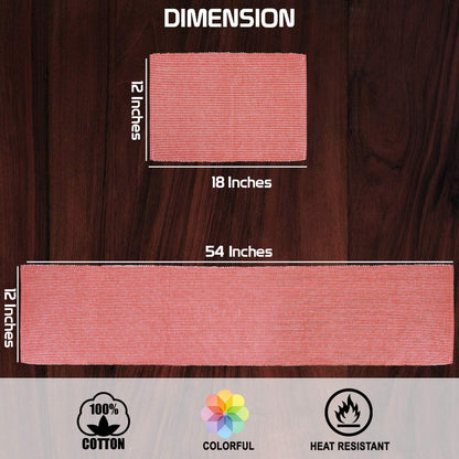 Ribbed Cotton Heat Resistant Dining Table Mat, Red